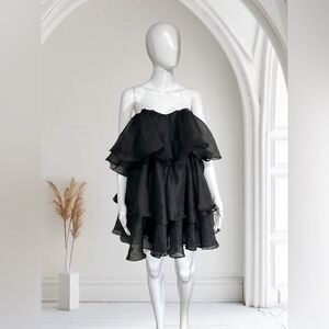 Altr'd State Green Sadie Layered Ruffle Strapless Party Cocktail Mini Dress NWT